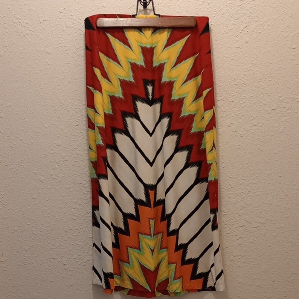 ECI White and Orange Maxi Pencil Skirt Resort Wear